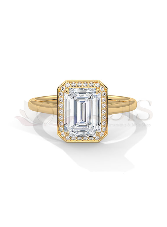 Vintage Emerald Cut Octagon Halo Diamond Engagement Ring